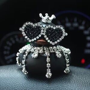 Luxury Black Rubber Duck Dashboard Sitter Simulated Crystal Embellishments Jeep